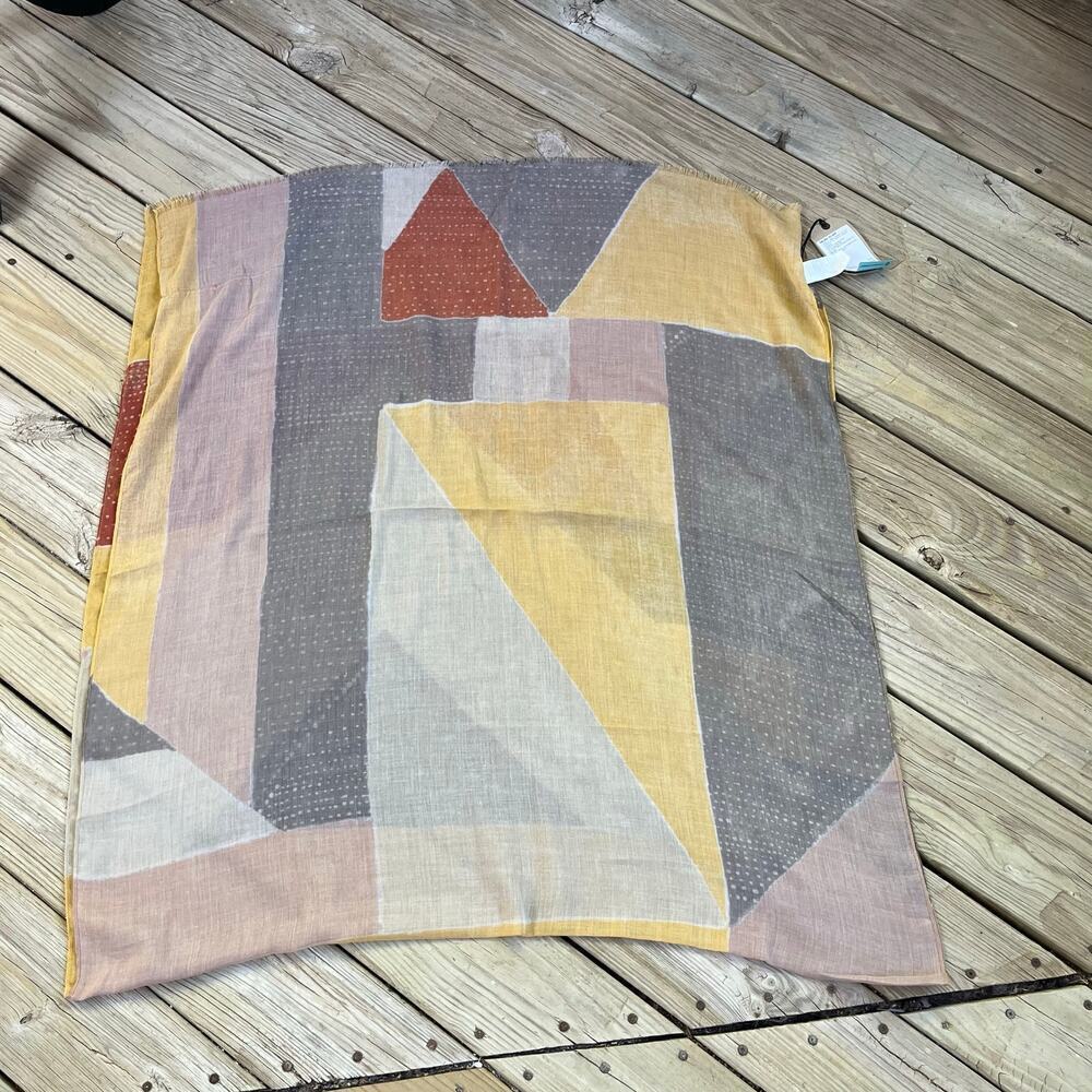 Prana Palma Scarf Colorful Rectangle Recycled Polyester. NEW WITH DEFECTS
